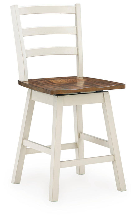 Brinfern - Swivel Stool (Set of 2) - Brown / Antique White Signature Design by Ashley®