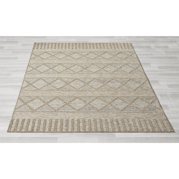 8' X 10' Striped Handmade Outdoor / Indoor Area Rug - Gray