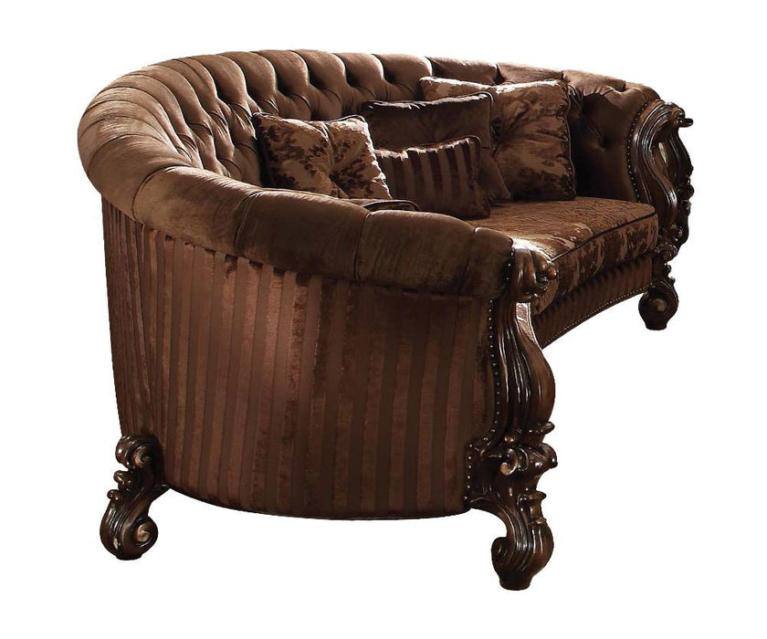 Velvet Curved Settee - Brown