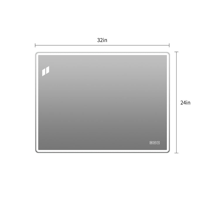 24" X 32" Rectangular Front Lighted And Backlit LED Bathroom Mirror With Anti Fog - Clear Daily Nest