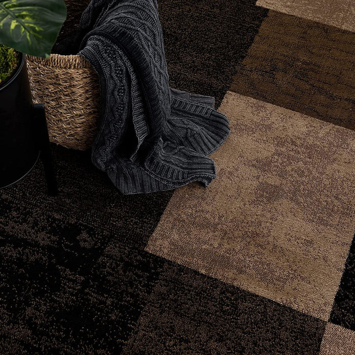 2' x 4' Checkered Dhurrie Area Rug - Brown