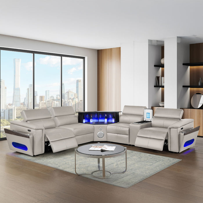 Nova - Sectional With Bluetooth Speaker, LED And Lifting Wine Cabinet Matrix Furniture Group