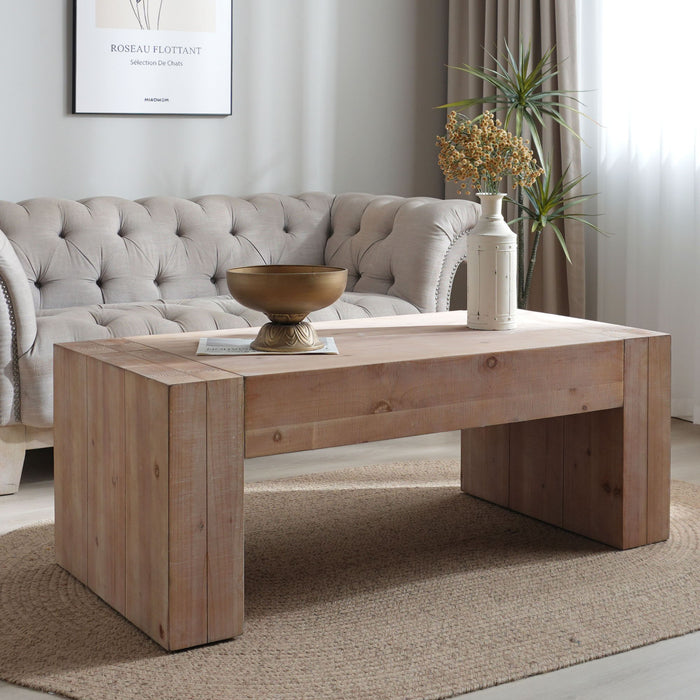 Modern Farmhouse Living Room Block Leg Coffee Table Home Essentials