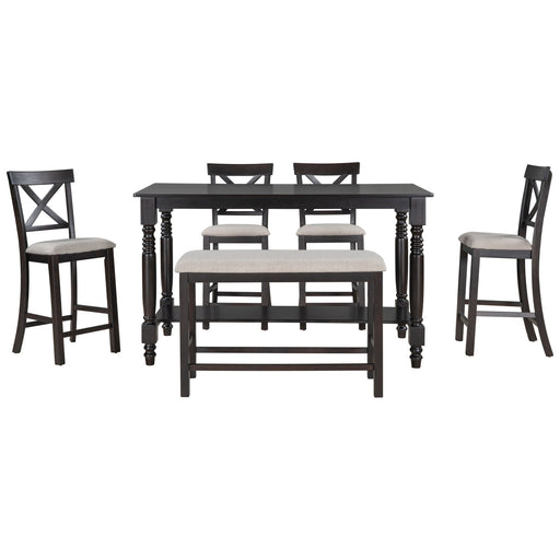 Counter Height Dining Set With Shelf, 4 Chairs And Bench Hearth and Haven