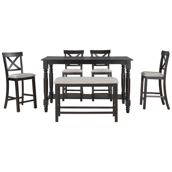 Counter Height Dining Set With Shelf, 4 Chairs And Bench Hearth and Haven