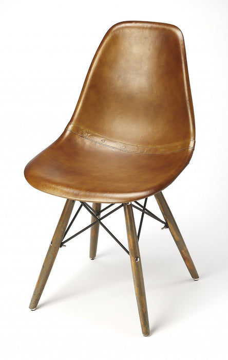 Faux Leather Side Chair 18" - Brown and Copper