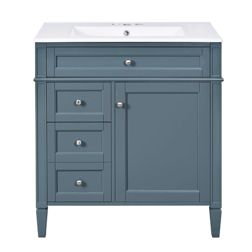 Bathroom Vanity With Top Sink, Storage Cabinet With 2 Drawers And Tip Out Drawer, Rectangular Design - Blue Hearth and Haven
