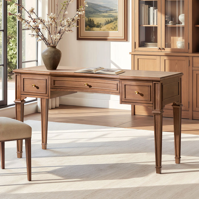 Dauphin - 3 Drawer Executive Desk - Brown Jennifer Taylor Home