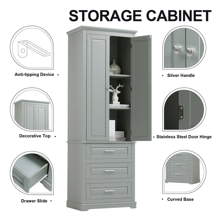 Tall Storage Cabinet With 3 Drawers For Bathroom Hearth and Haven