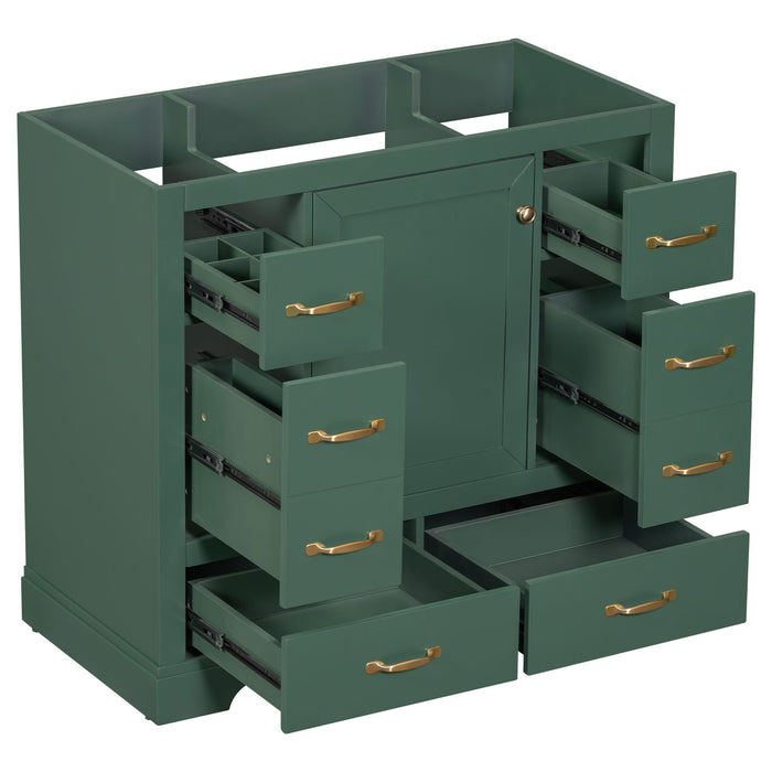 Modern Bathroom Vanity Base Only, 6 Drawer Storage With Adjustable Shelf Hearth and Haven
