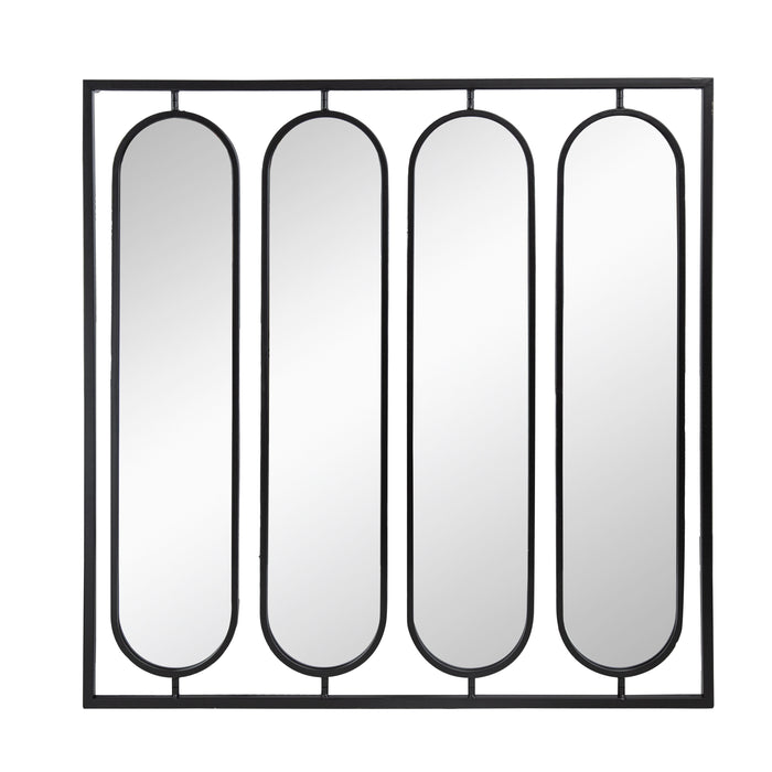 Large 4 Oval Wall Mirror With Square Frame, Home Decor For Living Room, Bedroom, Entryway, Office - Black