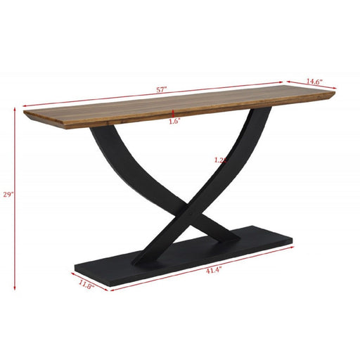 Entryway Console Table With Cross Legs Design - Natural / Espresso Home Essentials
