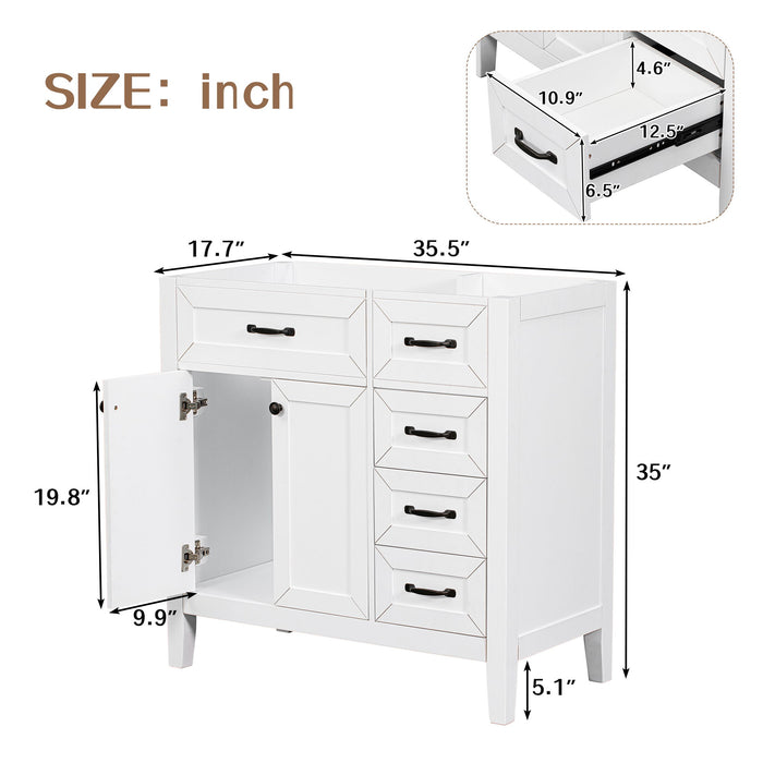 Modern Bathroom Vanity Base Only, 2 Doors And 3 Drawers Hearth and Haven