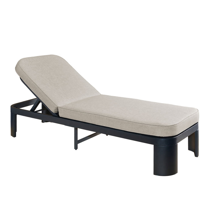 Outdoor Chaise Lounge With Cushion, 5 Position Adjustable Backrest Noble House