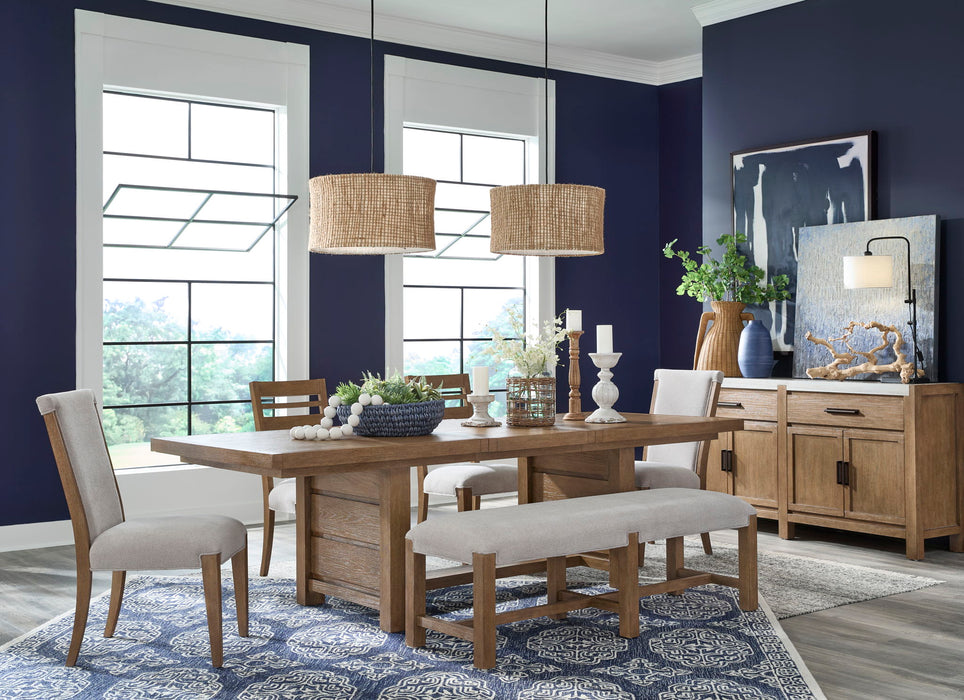 Plum Creek - 7 Piece Extendable Trestle Dining Table Set Magnussen Furniture