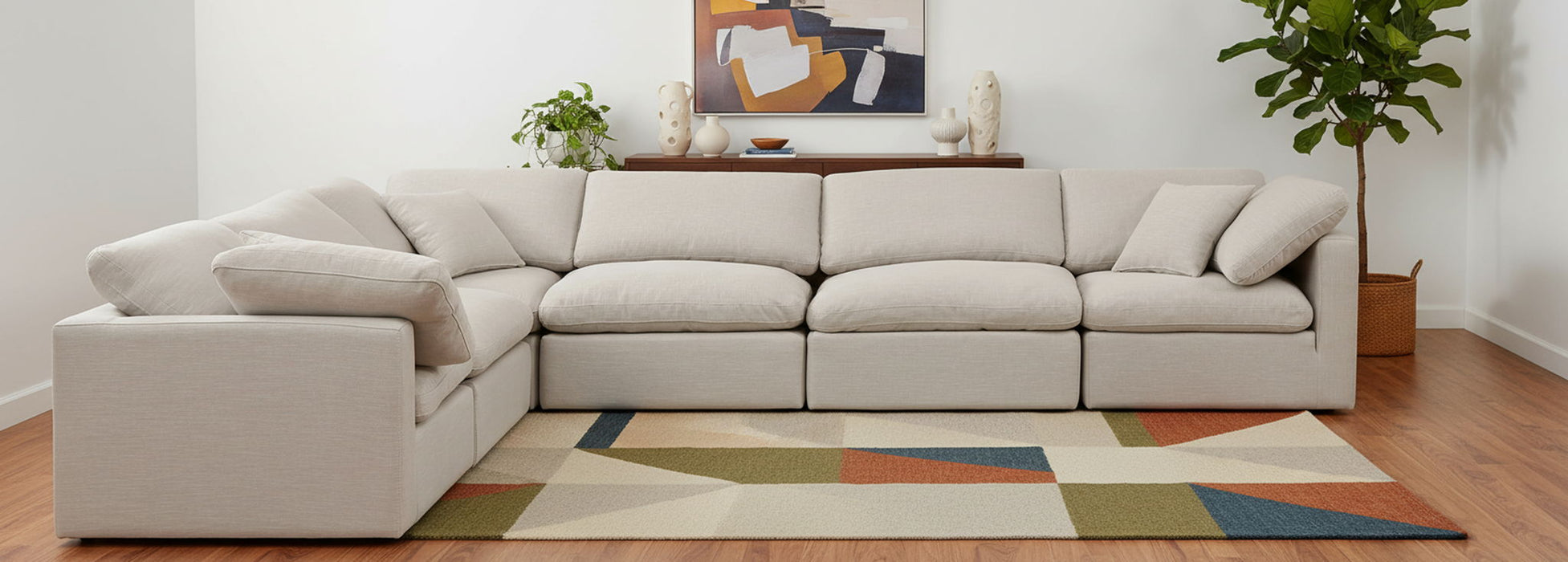 Indulge - Linen 6 Piece Modular Corner Sectional Meridian Furniture