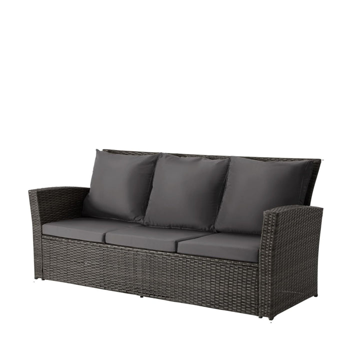 All-Weather Wicker 3 Seat Patio Sofa With Thick Cushions
