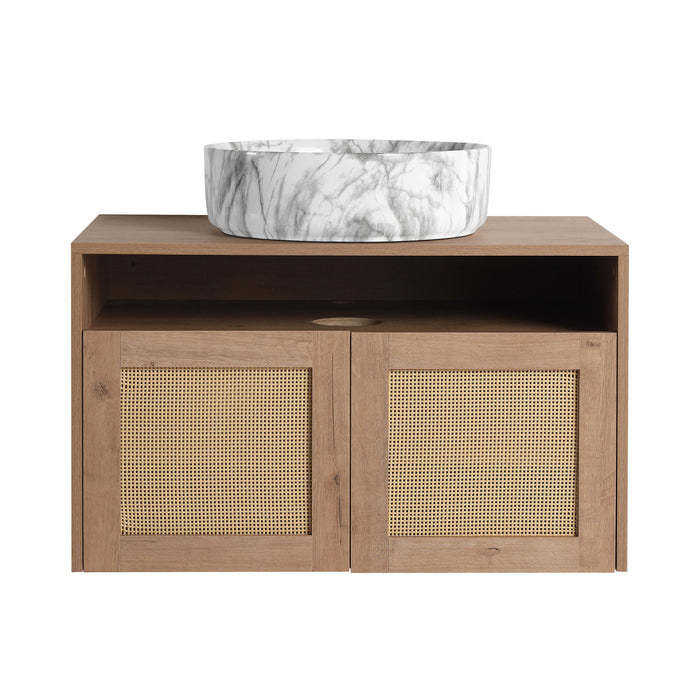 Bathroom Vanity With Art Sink, 2 Soft Close Doors, Float Mounting Design Home Essentials