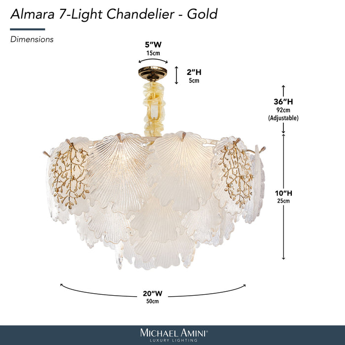 Michael Amini Lighting - Almara 7-Light Frosted Glass Chandelier - Frost / Gold Michael Amini