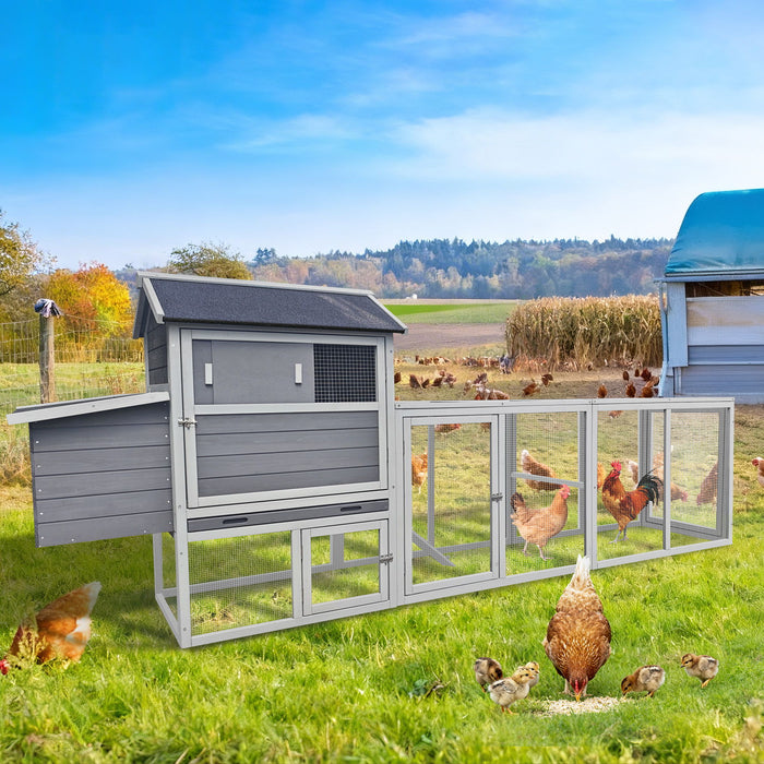 Chicken Coop, Large Outdoor Hen House With Run And Nesting Box Poultry Cage Daily Nest