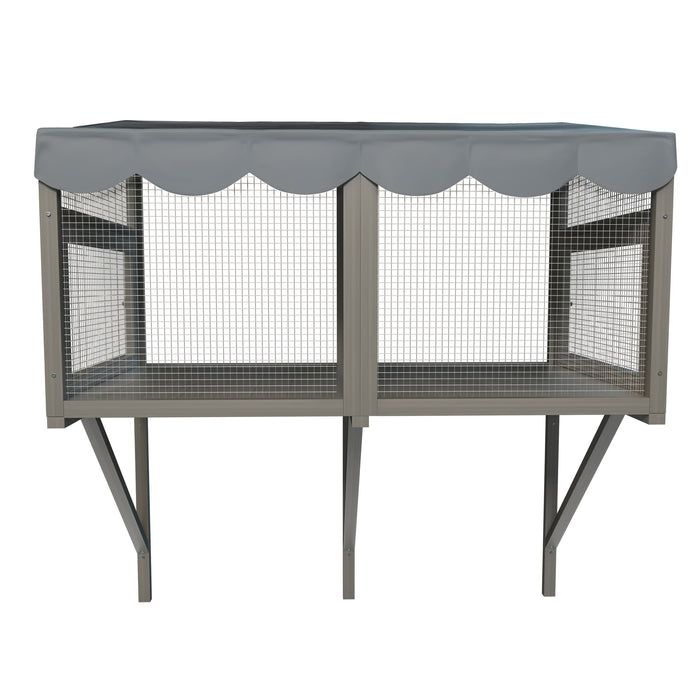 Window Perch Catio For Indoor Cats, Expandable Enclosure With Secure Frame And Waterproof Roof, Suitable For Multiple Kittens - Gray Daily Nest