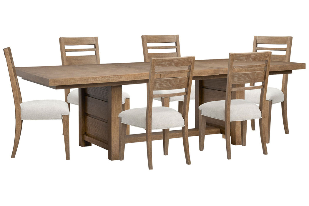 Plum Creek - 7 Piece Extendable Trestle Dining Table Set Magnussen Furniture