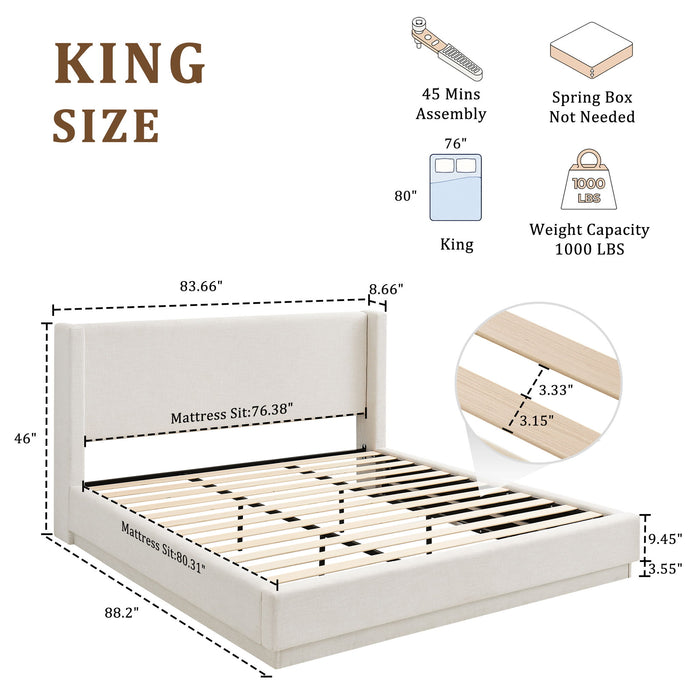 Noir - Upholstered Platform Bed With Wingback Headboard House & Home Furniture