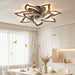 32" Flower Ceiling Fan With LED Dimmable Light, Low Profile Flush Mount Fan With Remote Control, 6 Speeds Daily Nest