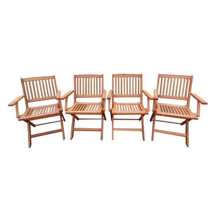 Foldable Patio Dining Set With 4 Folding Chairs For Indoor And Outdoor Use - Teak Home Essentials