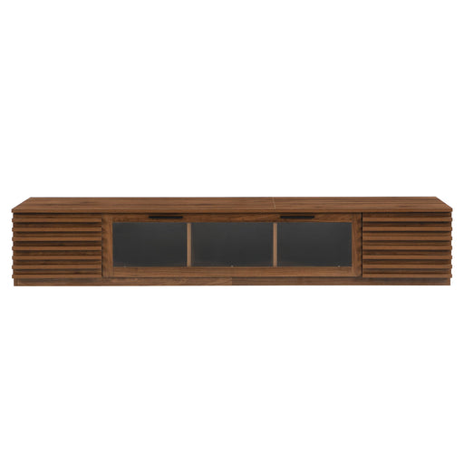 TV Stand With LED Lighting, Soft Closing Hinges, Cable Management - Walnut Hearth and Haven