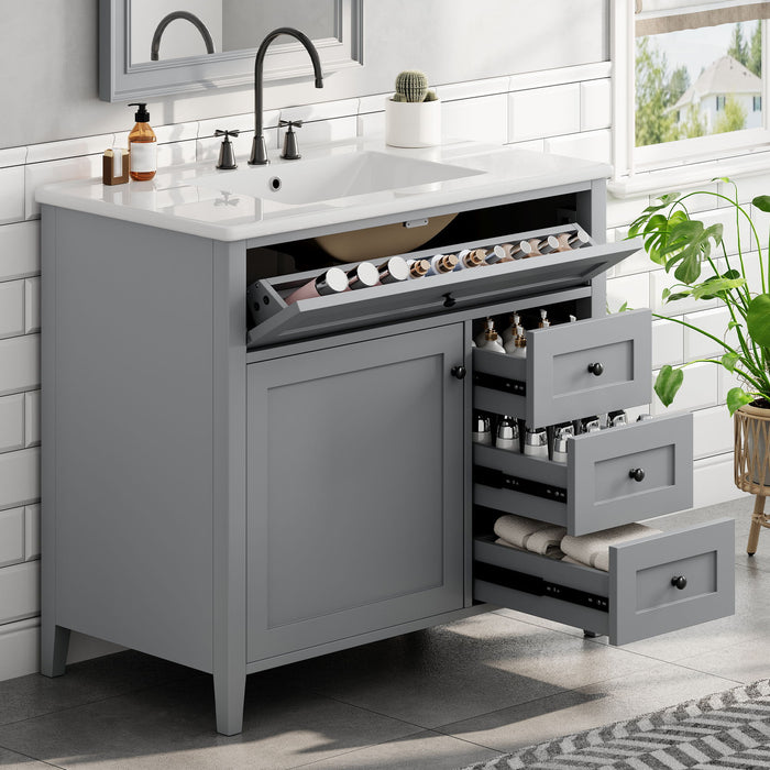 Bathroom Vanity With Sink, Cabinet With 3 Drawers And Adjustable Shelf Hearth and Haven