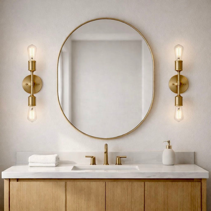 Reverie - Double Lights Bathroom Wall Sconce Over Mirror - Clear / Gold Ashcroft Furniture
