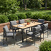 7 Piece Outdoor Dining Set With Table And 6 Chairs - Black / Gray / Teak Noble House
