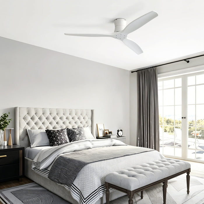 52" Ceiling Fan, No Light Flush Mount Low Profile 3 Blades With Remote Control Daily Nest