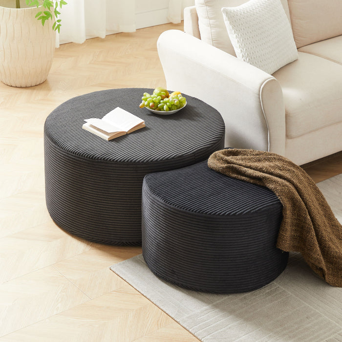 Modern Upholstered Round Coffee Table For Living Room (Set of 2) Home Essentials