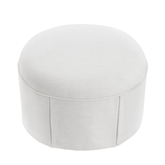 Linen Oval Ottoman - White