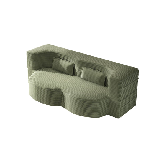 Modern Floor Sofa With 2 Pillows, Convertible Twin Size Folding Mattress For Living Room Home Essentials