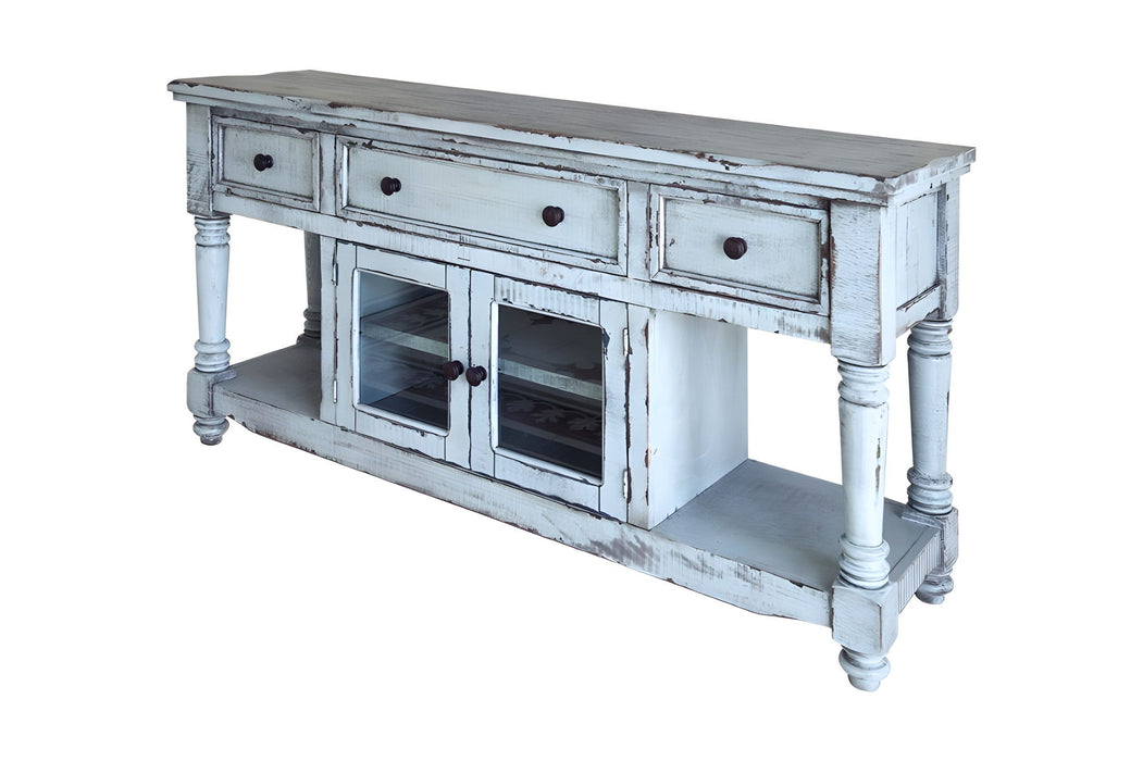 Wood Open Shelving Distressed TV Stand - Blue