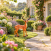 Lifelike Deer Statue With Detachable Antlers, Outdoor Garden Decor - Brown / Yellow Daily Nest