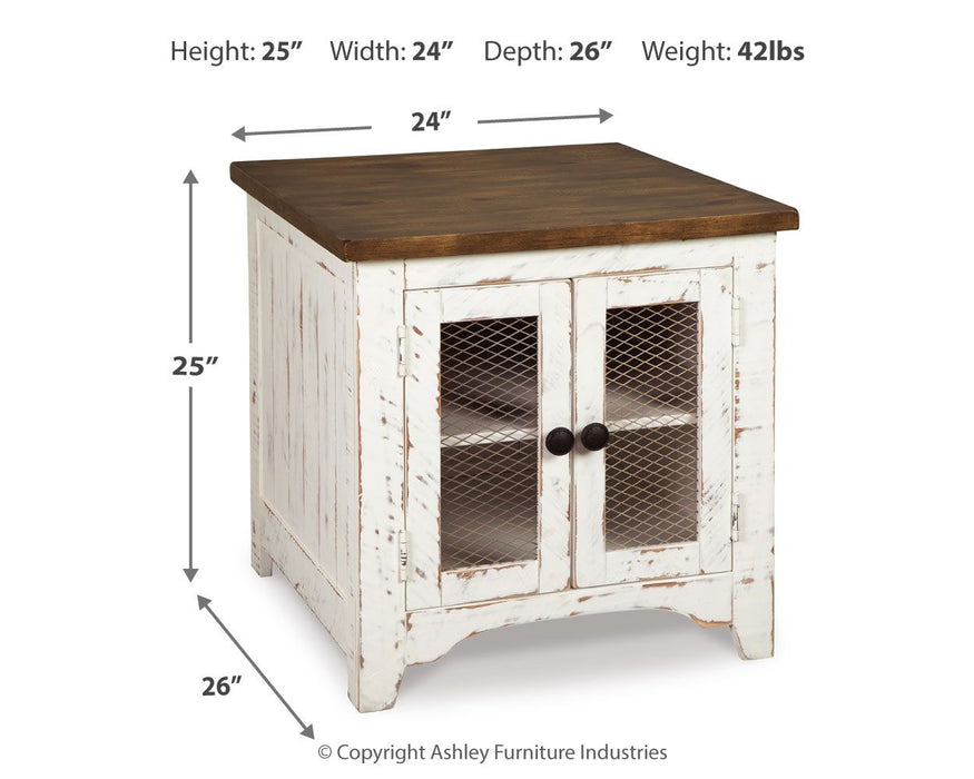 Wystfield - Rectangular End Table - 2 Doors - White / Brown Signature Design by Ashley®