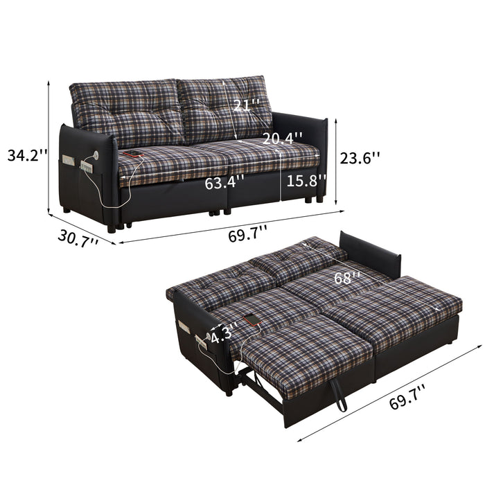 Sleeper Sofa, Expandable Sectional With Ottoman For Living Room Home Essentials
