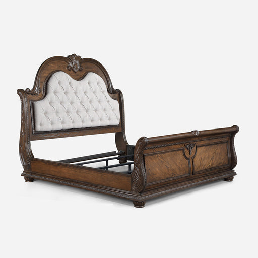Traditional Style Button Tufted Headboard Sleigh Bed Home Essentials
