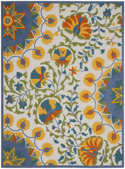 12' X 15' Toile Non Skid Indoor / Outdoor Area Rug - Blue Yellow / White