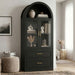 Arched Top Storage Cabinet With Fixed 2 Tier Shelves, 2 Large Drawers Noble House