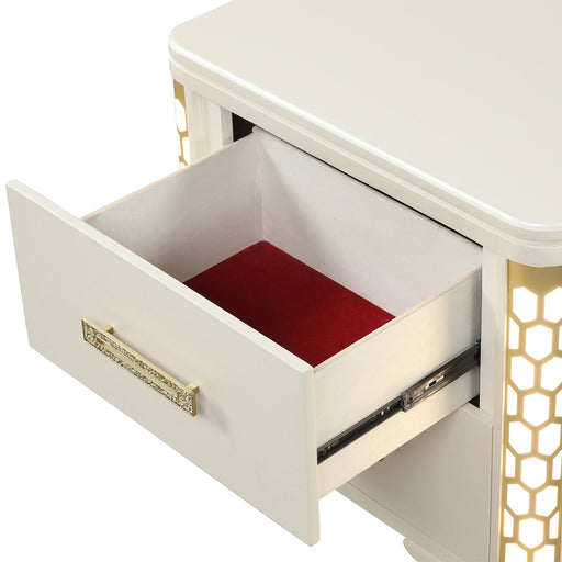 Jasmine - Nightstand With Side LED Lightning - Beige Matrix Furniture Group
