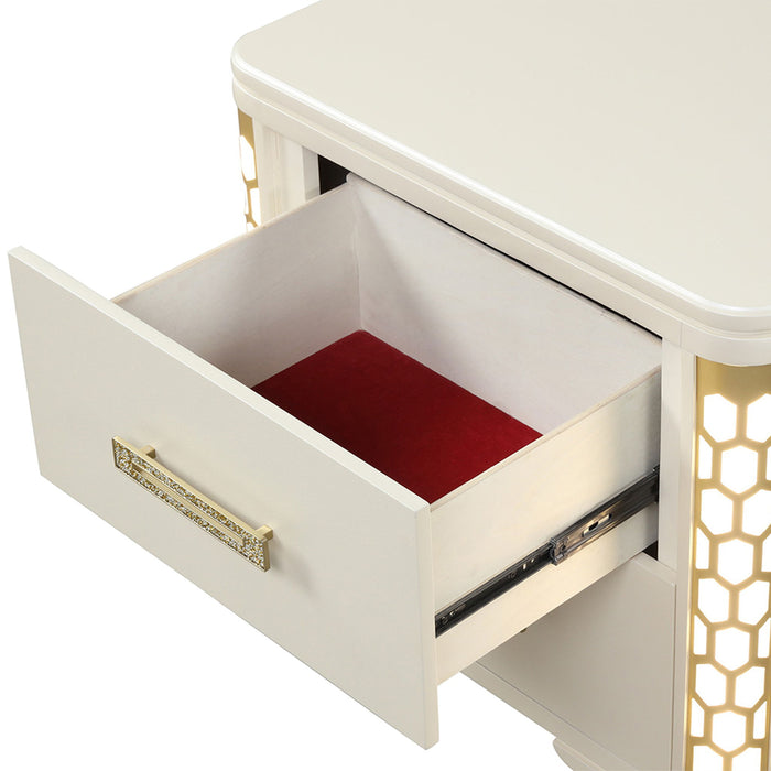 Jasmine - Nightstand With Side LED Lightning - Beige Matrix Furniture Group