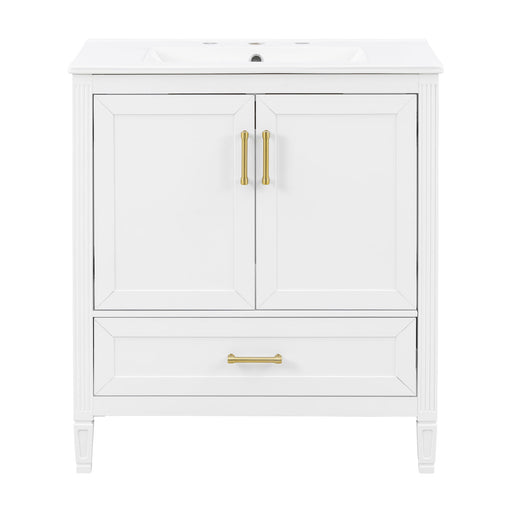 Elegant Fluted Bathroom Vanity With Sink, Soft Close Doors & Drawer Noble House