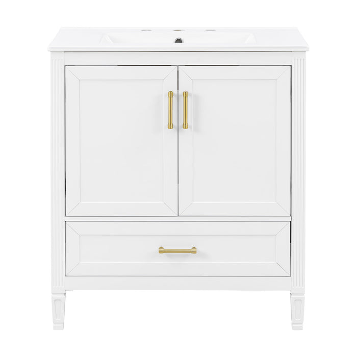 Elegant Fluted Bathroom Vanity With Sink, Soft Close Doors & Drawer Noble House