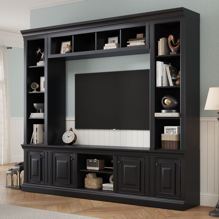 TV Stand With Hutch, Large Entertainment Center With Adjustable Shelves Hearth and Haven