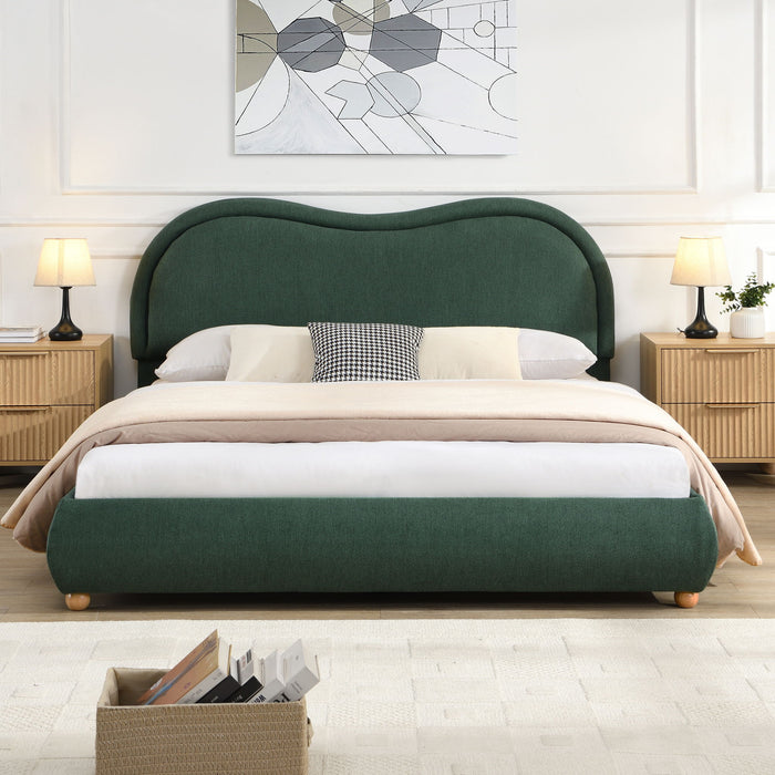 Upholstered Platform Bed Frame With Curved Headboard Home Essentials
